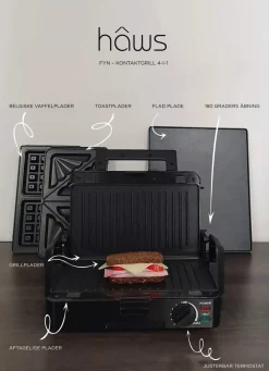 Hâws CG1200 Kontaktgrill 4-i-1* Toastere Og Bordgrill