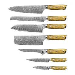 Damascus by Hâws Knivsæt - 7 dele* Knivsæt Og Knivopbevaring