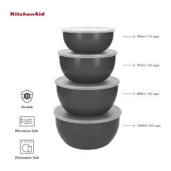 KitchenAid Opbevarings skålsæt m. låg - 8 dele* Røreskåle Og Dejfade|Røreskåle Og Dejfade