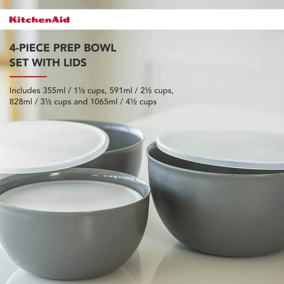 KitchenAid Opbevarings skålsæt m. låg - 8 dele* Røreskåle Og Dejfade|Røreskåle Og Dejfade
